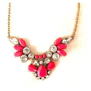 J. Crew Necklace with Bright Pink Stones